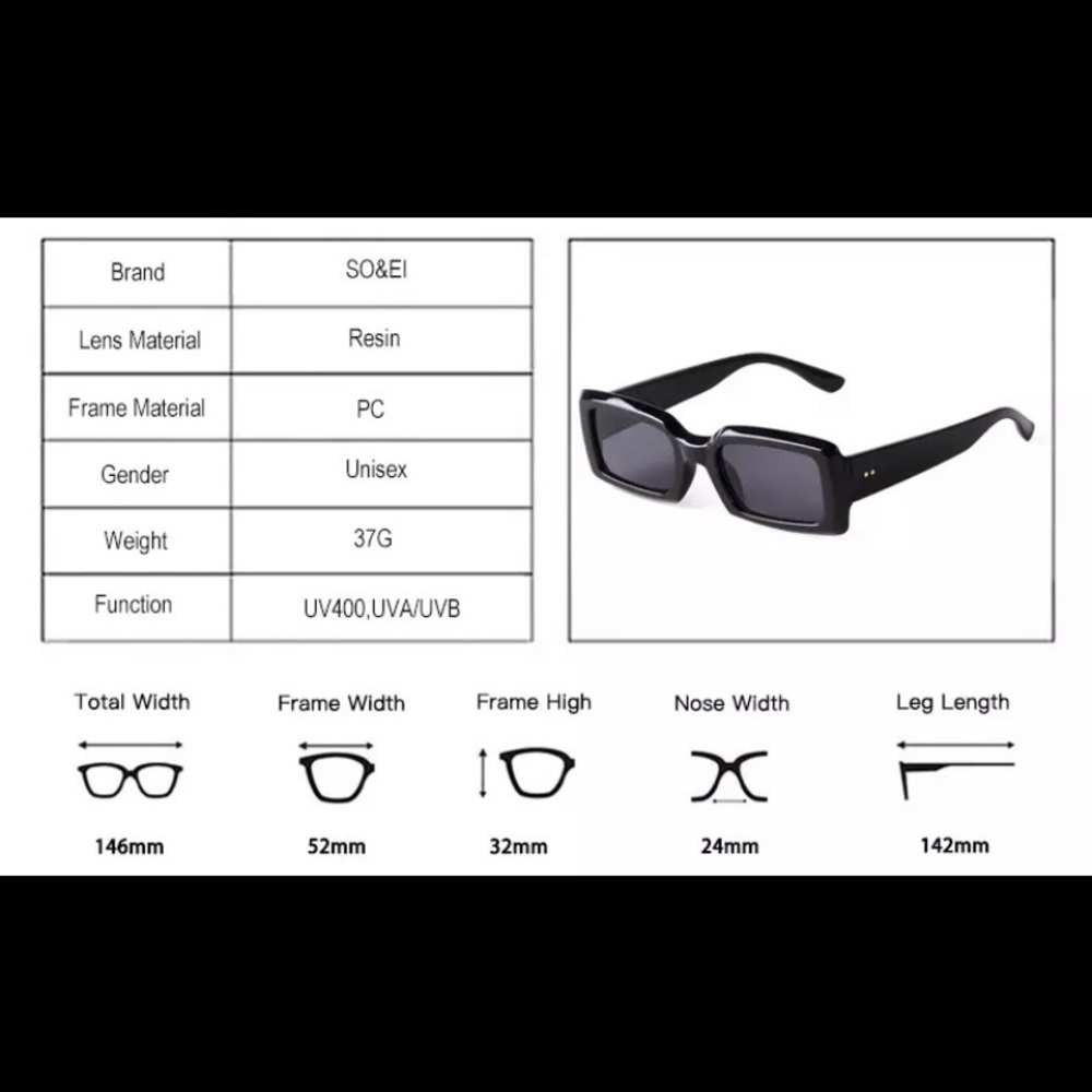 BLUE WITH GRAY LENSES JELLY LUXURY RECTANGLE STATEMENT … - Picture 4 of 4